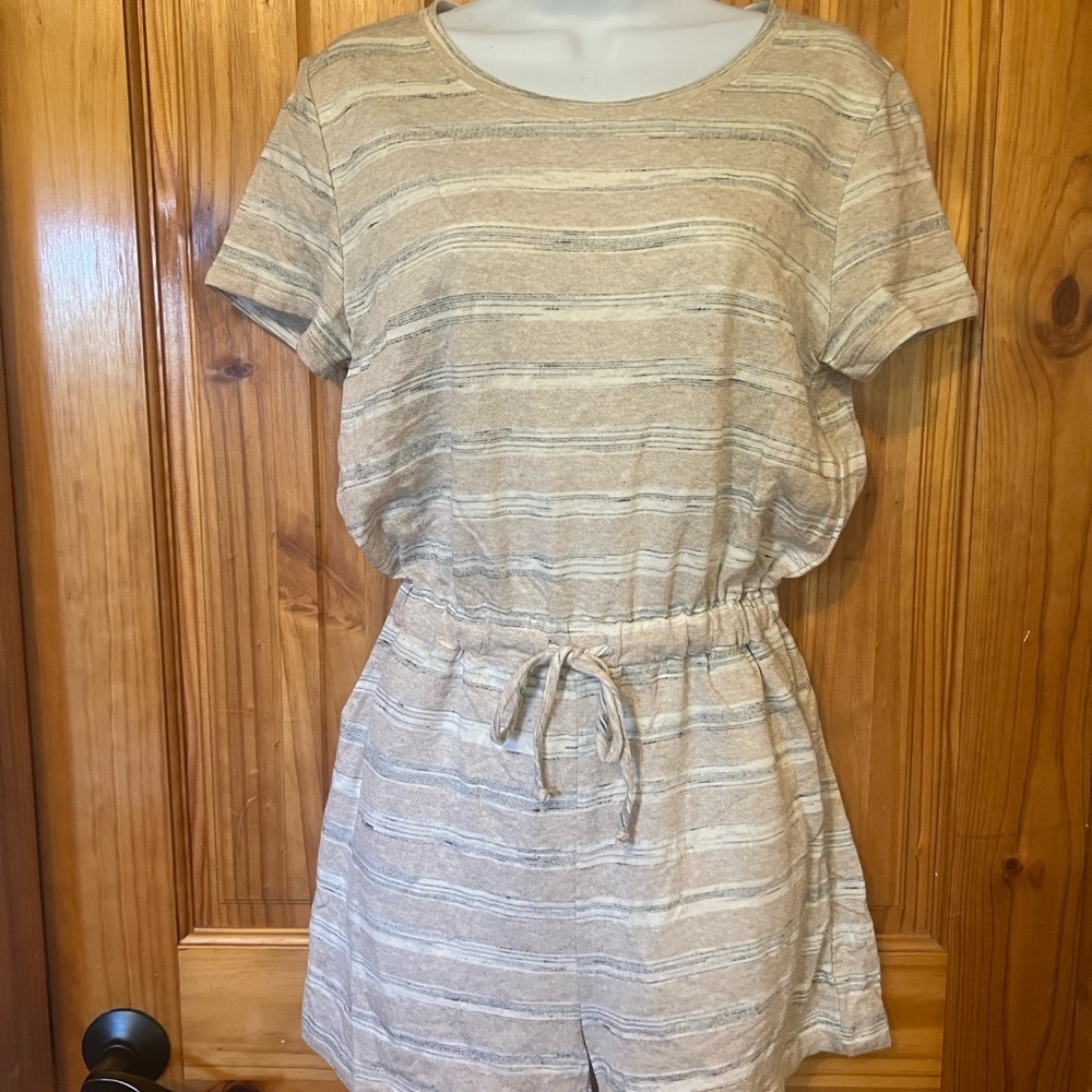 Laila Jayde Beige Striped Romper